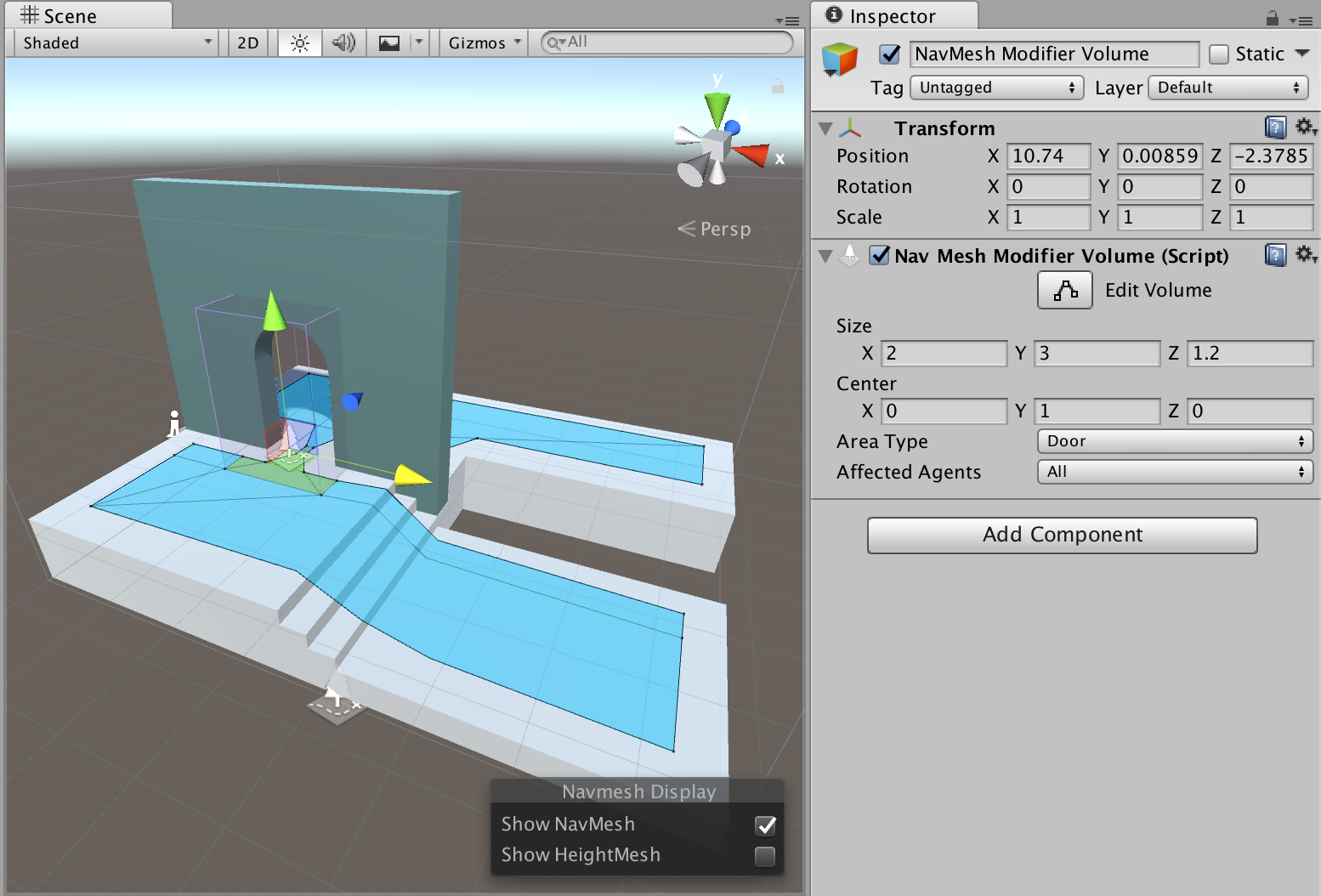 NavMeshModifierVolume example